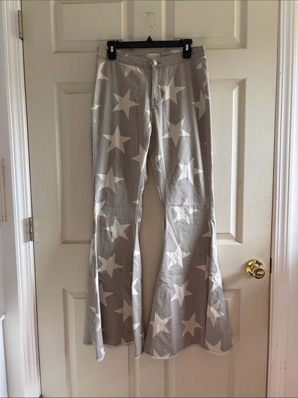 Altar'd State Gray Star Print Wide-Leg Jeans